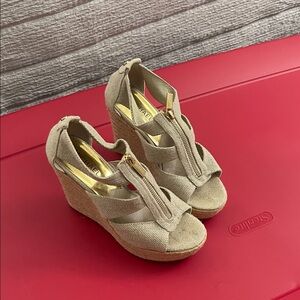 Michael Kors Beige Wedge Sandals